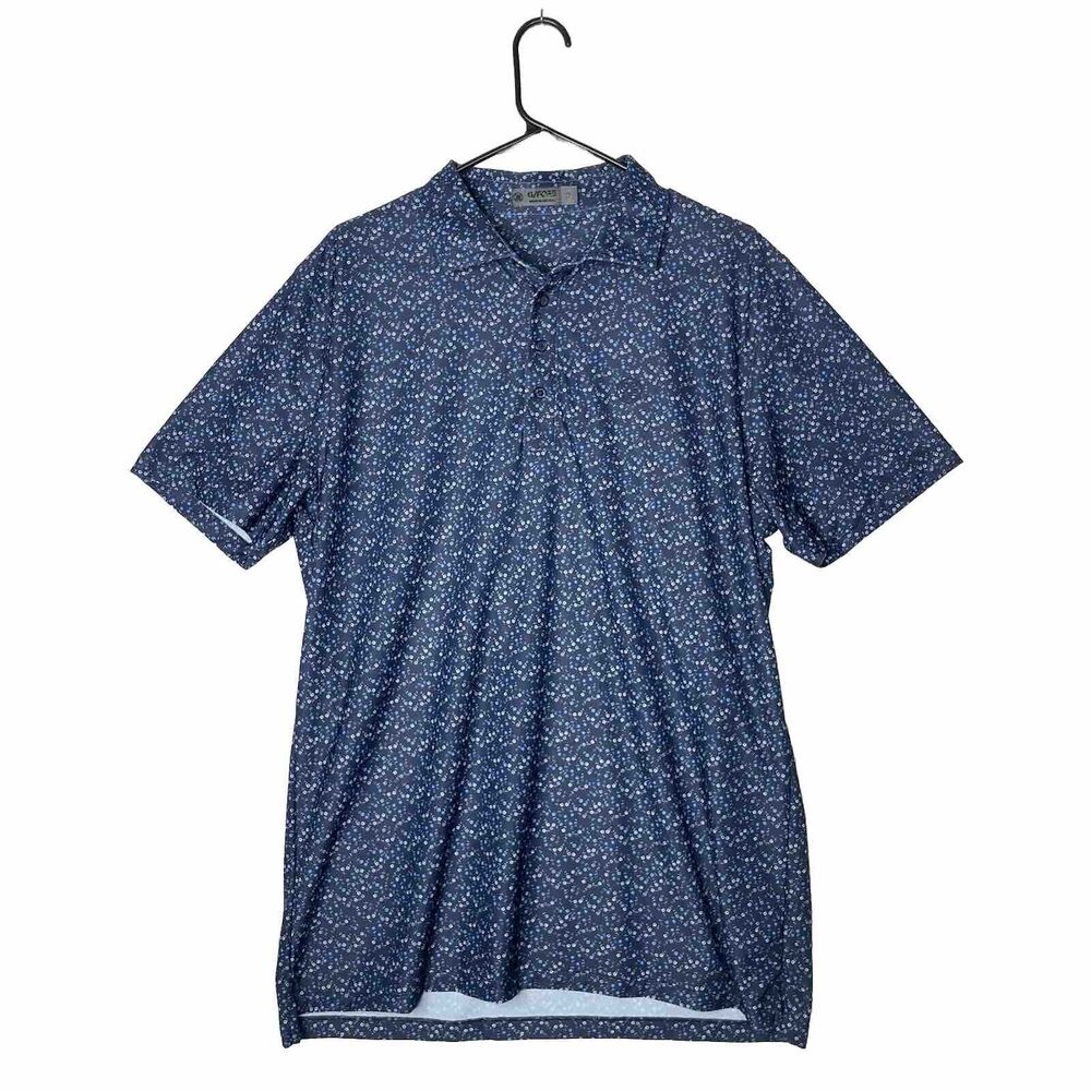 G/FORE Golf Polo Shirt Blue All Over Floral Print Men's XL Lightweight Sports